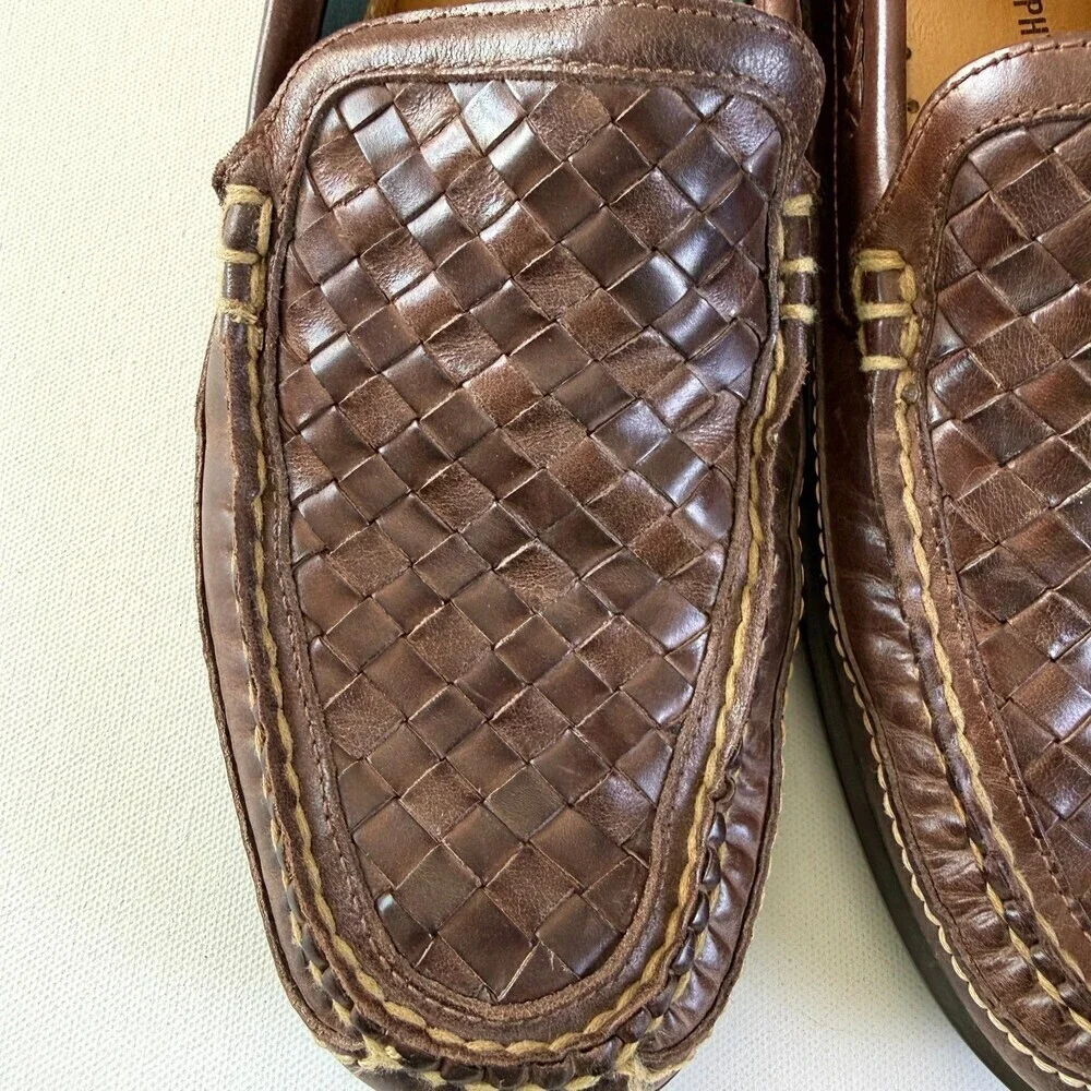 Johnston & Murphy Woven Leather Loafers, Men's Sz 11.5 Brown J&M Flex Sole NWOT